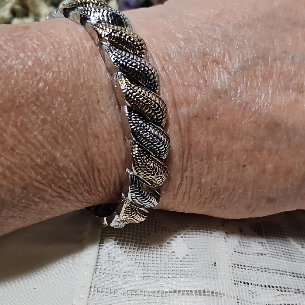 Silver and Black Twisted Bracelet